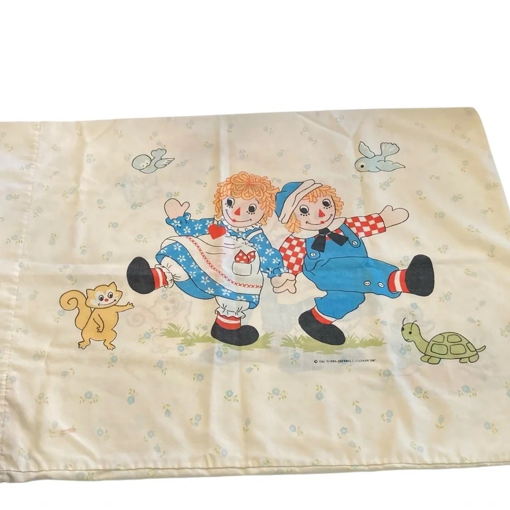 Vintage Raggedy Ann & Andy Single Pillowcase- 1980s The Bobbs-Merrill Co.